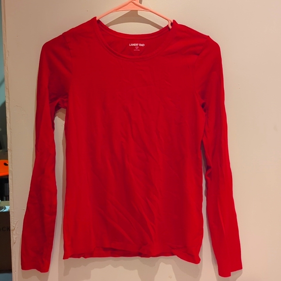 Lands end XXS cherry red long Sleeve tee - Picture 1 of 5